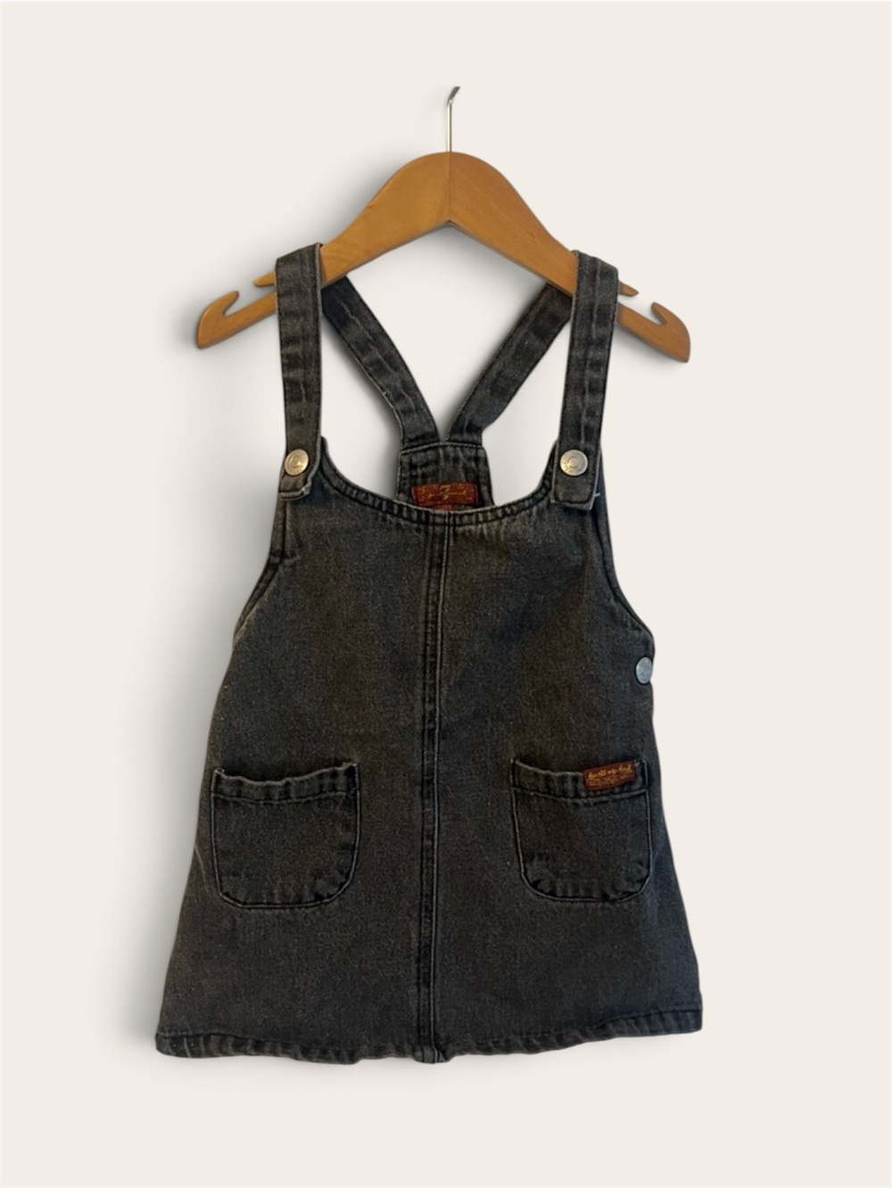 7 For All Mankind Kids Black Denim Overall Dress 24M